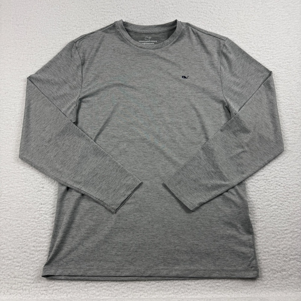 Vineyard Vines Performance Shirt Mens Medium Gray Stretch Running Golf Crewneck